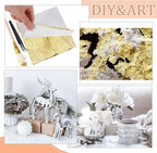 Cunhill 200 Pcs Gold Leaf Sheets for Art Foil Paper Leaf Art Foil Sheets Gilding Brush Thin Paper Craft for Painting Gilding Crafting Decoration,5.5 x 5.5 Inches(Gold)