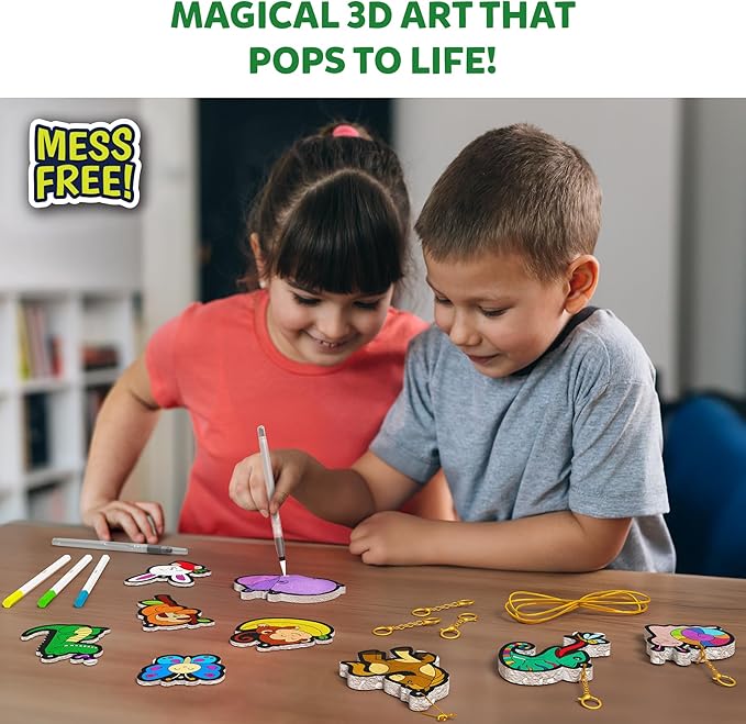 Skillmatics 3D Art Kit - Aqua Puffs Animals, Mess-Free Paint by Number Craft for Kids, DIY Color & Inflate Activity, Travel & Creative Gift for Girls & Boys Ages 4, 5, 6, 7, 8, 9, 10