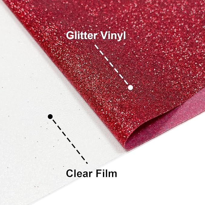 Red Glitter HTV Heat Transfer Vinyl, 12" x 8ft lron on Vinyl, for T-Shirt Ironing, Vinyl HTV Easy to Cut and Weed, The Best Choice for DIY Creativity. (red, 12" x 8ft)