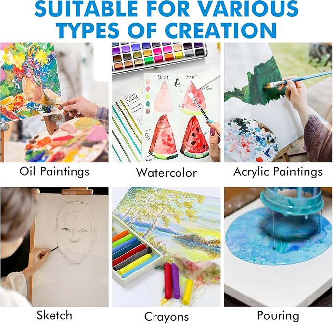 Gotideal Canvas for Painting, 14 Pcs Muti Pack Stretched Painting Canvas, Blank Paint Canvas for Acrylic, Oil, Art Supplies for Artists, Adults 4x4,4x6, 5x7, 8x10,9x12, 11x14 Set of 14