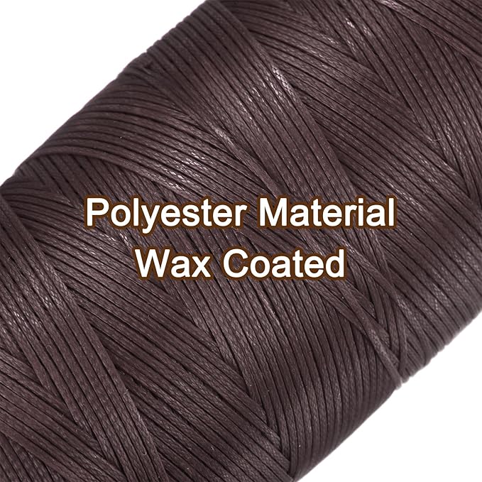 uxcell 150D 0.8mm Flat Waxed Thread 284 Yards Polyester Leather Sewing Waxed String Hand Stitching Waxed Cord for Leather Stitching Sewing Bookbinding DIY Craft Rosewood Color