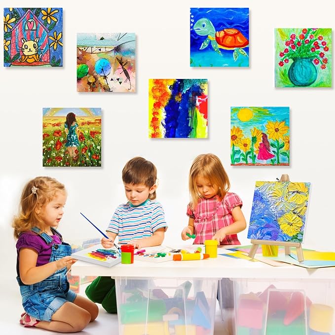 10PCS Mini Canvases for Painting - 5x5In Bulk Profile Small Square Canvases - 100% Cotton Mini Stretch Canvas for Children's Painting Art Supplies, School Home Decorating Projects