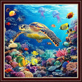 Dimensean Stamped Cross Stitch Kits Full Range of Embroidery Patterns Starter Kits for Beginners Adult or Kids DIY Cross Stitches Needlepoint Kits 11CT-Underwater World 18x18 inch