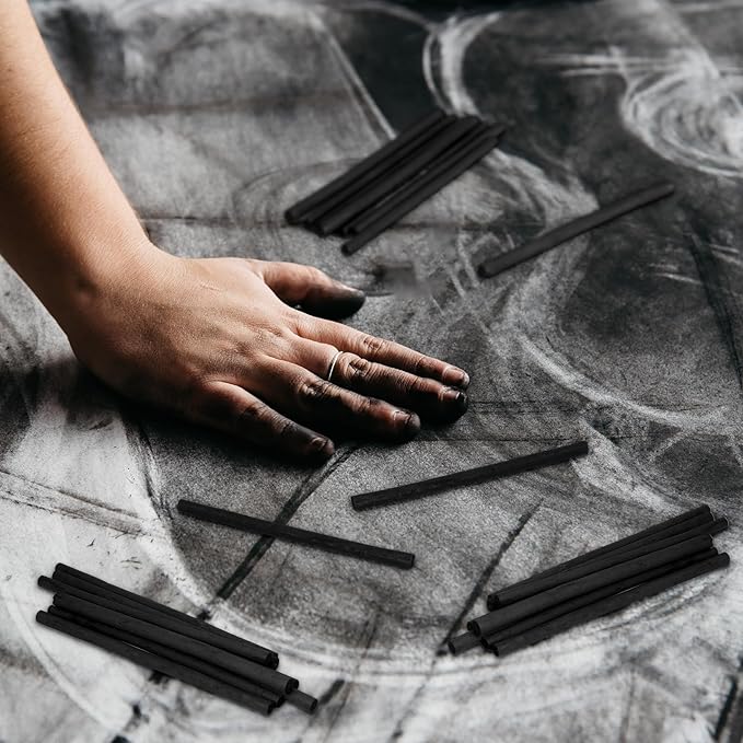 Gueevin 200 Pcs Willow Charcoal Sticks, Willow Charcoal, Artists, Beginners, Students, Perfect for Sketching, Drawing, Shading, and Fine Art Christmas Gifts for Art (5-7mm)