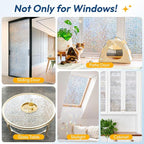 rabbitgoo Rainbow Window Privacy Film Decorative Stained Glass Diamond Pattern Window Sticker with Iridescent Tint Non-Adhesive Static Cling for Home Office Crystal Pattern, 23.6 x 157.4 inch