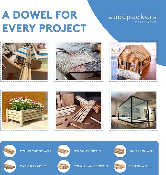 Dowel Rods Wood Sticks Wooden Dowel Rods - 2 x 36 Inch Unfinished Hardwood Sticks - for Crafts and DIYers - 1 Pieces by Woodpeckers