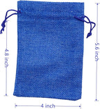 Palmhomee Pack of 25 Burlap Gift Bags with Drawstring Linen Jewelry Pouches Wedding Hessian Jute Bags for Birthday Jewelry and Treat Pouches Party Wedding Favors Gift Art and DIY Craft (4x5.6 Inch, Royal Blue)