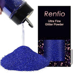 Renfio Ultra Fine Glitter Powder Metallic Resin Glitter 2.11 Oz (60g) PET Flakes Crafts Sequins 1/128" 0.008" 0.2mm Epoxy Chips Flakes for Tumblers Slime Roses Decoration - Deep Ocean