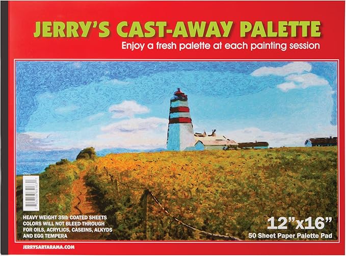 Jerry's Artarama Castaway Disposable Paper Palette Pad, 9x12, Perfect for Painting, Students, Watercolor Paper, Heavy Coated Sheets for Acrylic and Oil Paint, (50 Sheets)