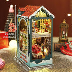 Christmas Book Nook Kit - DIY Miniature House Dollhouse Kit for Adults and Teens, Booknook Bookshelf Insert Christmas Decorations, Gifts for Family and Friends (Merry Christmas)
