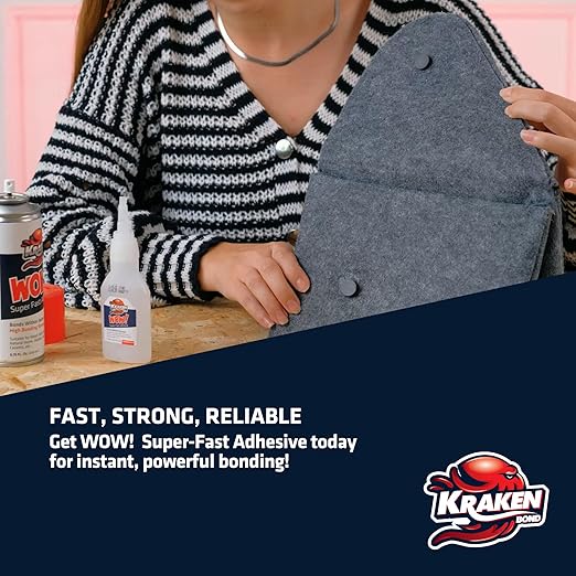 Kraken Bond Wow! CA Glue Set (4x3.5 oz) with Activator (2x13.5 oz) –Super Fast Cyanoacrylate Adhesive Kit for Wood, Plastic, Ceramic, Craft -DIY Repair –4 X Ext. Bottles & 10X Nozzles Inc. 2 Pack
