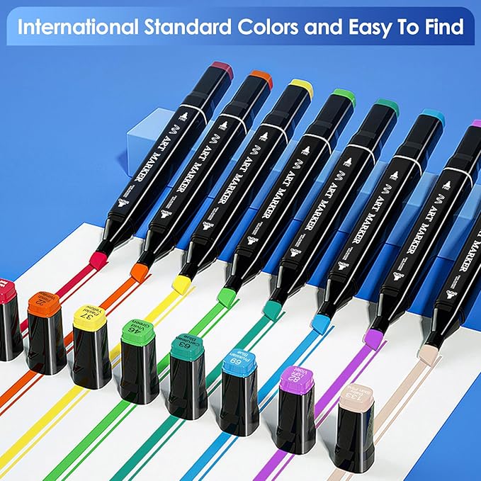 Banral 60 Colors Alcohol Markers Set, Dual Tip Alcohol Based Art Marker for Artists Kids Adult Coloring, Permanent Illustration Sketch Pens for Drawing with Case and Holders