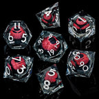 ARUOHHA DND Resin Dice Dragon Eye Dice Liquid Core Red Sharp Edged Dice Set with Gift Box, Polyhedral D and D Dice Set Role Playing Game D20 D12 D10 D8 D6 D4