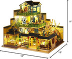 Spilay Dollhouse DIY Miniature Wooden Furniture Kit,Mini Handmade Big Castle Model with Dust Cover & Music Box,with dust Cover 1:24 Scale Creative Doll House for Adult Gift