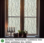 DKTIE Window Film Privacy with Installation Tools, Decorative Stained Glass Window Clings for Home, Static Cling Window Sticker for Front Door, Bathroom, Glass Door (Dark Green, 17.7'' x 78.7'')