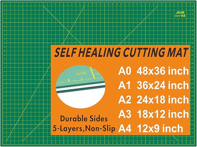 ArtAt Self Healing Cutting Mat: 48″x 36″ Green Double Sided PVC Non-Slip 5 Layers Craft Mat for Maximum Healing - Great for Sewing & Quilting & Scrapbooking and Craft & Art Projects…