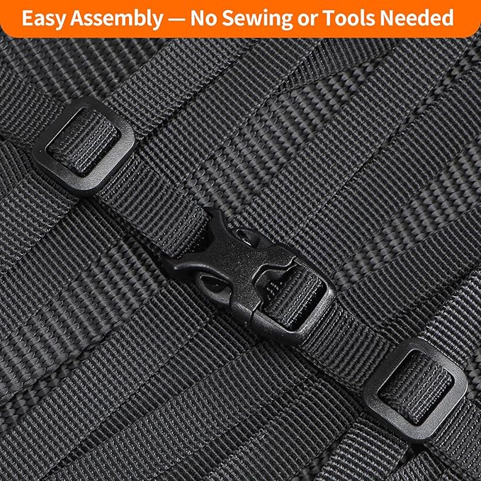Buckle and Strap Set 3/8", 10 Yards Webbing Strap, 10-Pack Dual Adjustable Side Release Plastic Buckles, 20 Tri-Glide Slider Clips, Black (3/8 Inch Combo Set)
