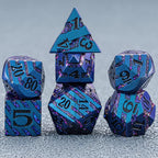 Metallic Glitter Stripes D&D Dice Set,7 PCS Polyhedral Dice Set with Gift,RPG Metal Dice Set Dungeons and Dragons Tabletop Game (Blue+Light Purple)