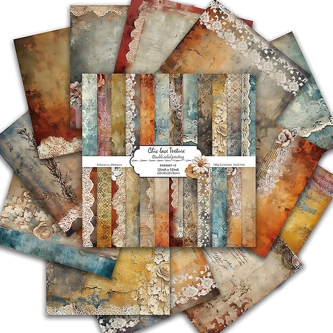 Scrapbook Paper 12x12 inch, 24 Sheets DIY Origami Decorative Craft, Double sided printing, Photo Album Decor Wooden-free Paper for Gift Wrapping Card Making Collage Album Decorative (Brown)