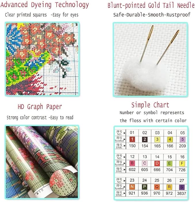 Redxing Stamped Cross Stitch Kits Full Range of Embroidery Starter Kits- Needlepoint Counted Cross Stitch Kits for Beginner Adults 11CT Printed Embroidery Kit-Resting Under Coconut Trees 18x18 inch