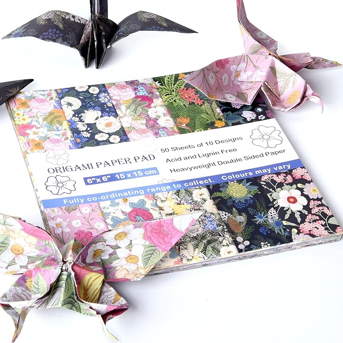 Origami Paper Kit 100 Sheets 6 Inch Square Double Sided Color 20 Vivid Colors for Hand Crafts Origami Paper Arts Creativity.Spring
