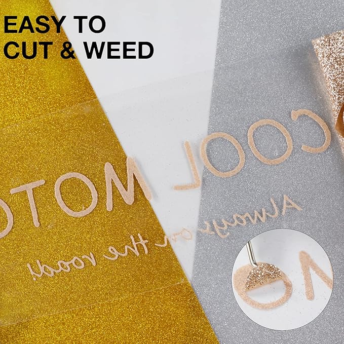 HTVRONT Glitter HTV Heat Transfer Vinyl Rolls - 8ft x 10" Brown Glitter HTV Vinyl for Shirts & All Cutter Machines - Easy to Cut & Weed for Heat Vinyl Design
