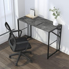 Narrow Folding Computer Desk 35 inch, Writing Gaming Computer Desk for Small Spaces, No Assembly Required Small Office Table, Grey
