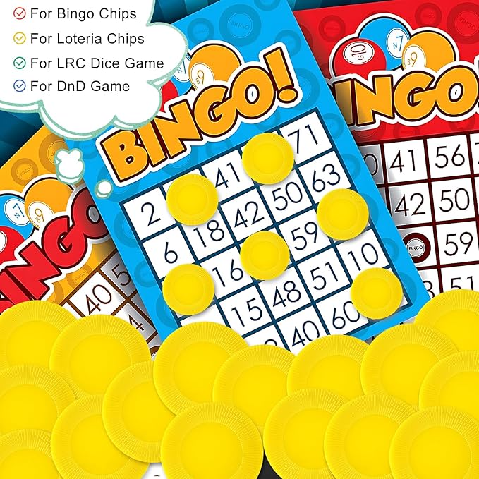Coopay 1000 Pieces Plastic Poker Chips, Bingo Chips Bulk Learning Counters Disks Poker Card Game, Counting Markers for Math Practice, Game Tokens and Teaching Rewards, 25 mm/ 1 Inch (Yellow)