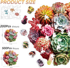 Wooden Puzzles for Adults, Colorful Succulent Puzzle for Mom, Challenging Puzzle, 200 Piece Luxurious Shaped Wooden Puzzles for Family Game 11.3 * 10.5in