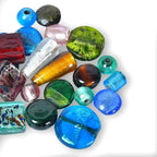 1 LB Bag of Assorted Glass Beads for Jewelry Making, Handmade Silver Foil Bead Mix for Bracelets and Necklaces, Crafting Beads Supplies Kit, Large Beads (Silver Foil Mix)