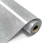 Silver Glitter HTV Heat Transfer Vinyl Rolls- 10" x 8ft. Glitter HTV Silver for Shirts. Iron on Vinyl and Heat Transfer Vinyl for All Cutters Machines. Easy to Cut & Weed Heat Vinyl Designs