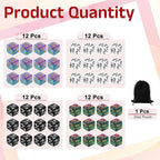 uxcell 48Pcs Magic Dice Counters, Acrylic D6 Life Token Dice Set with Pouch for Standard Cards Gaming Accessories, White, Black, Green & Purple, Blue & Purple