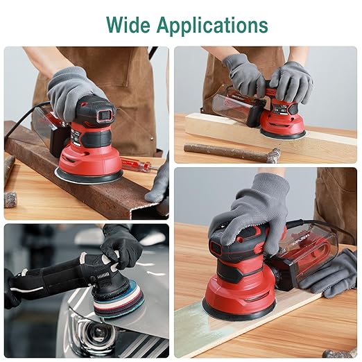 5-Inch 8-Hole Wet Dry Sanding Discs 120 Grit, Polyester Film Backed Heavy-Duty Hook and Loop Sandpaper for Random Orbital Sander, 50-Pack