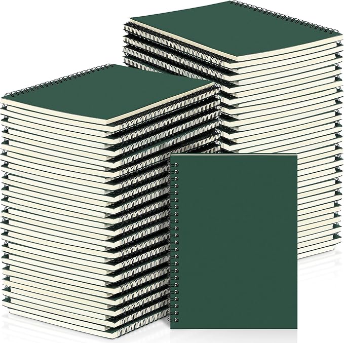 Yahenda 72 Pcs Spiral Notebook Bulk A5 Journal Lined 8.3'' x 5.5'' Writing Composition Paper Small Notepad Subject Notebook for Students Office Business Back to School Supplies (Deep Green)