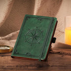 AHGXG Small Lined Pocket Journal Notebook for Men - 256 Numbered Pages College Ruled B6 Mini Journal, Vintage Soft Leather Hardcover, 80gsm Paper, for Women Work Office School, 4.1'' X 5.7''- Dark Green