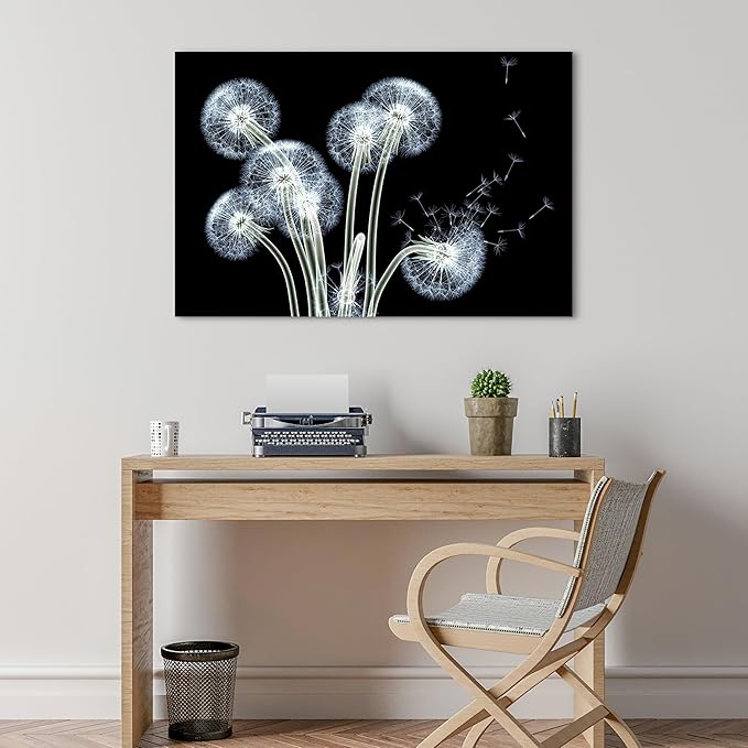 Empire Art Direct Frameless Free Floating Tempered Glass Panel Graphic Wall Art Ready to Hang, 32" x 48", Dancing Dandelions