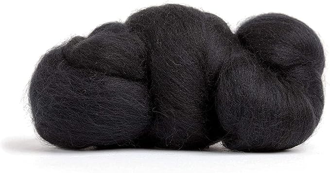 Revolution Fibers Merino Wool Roving | Premium Combed Wool Top | 22 Micron, Perfect for Felting Projects, Spinning, Wall Hangings and Tapestry (Raven)