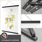 WITCOLOR Magnetic Poster Hanger, 17x11 17x24 17x17 Poster Frame Wood Wooden Magnet Print Posters Dowel Scroll Hanger Hangers Hanging Kit for Walls Map Canvas Artwork (Black Wood, 17", 1 Pack)