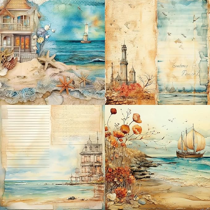 YASMEN 6"x6" Scrapbook Paper Pad - 24 Sheets of Patterned Cardstock for Card Making, Scrapbooking, Junk Journal, DIY Gift Cards - Single-Sided Decopodge Decorative Craft Paper