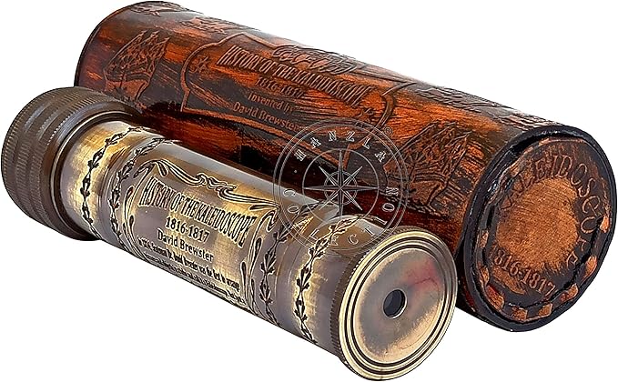 Handmade Brass Kaleidoscope Engraved Nautical Kids Gift with Antique Leather Case Educational Gift Vintage Decor Collection
