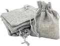 Palmhomee Pack Of 25 Burlap Gift Bags with Drawstring Linen Jewelry Pouches Wedding Hessian Jute Bags for Birthday and Treat Pouches Party Wedding Favors Gift (3.6x4.8 Inch, Gray)