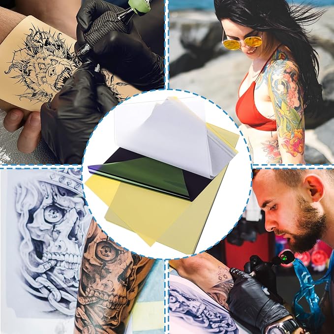 Combofix Tattoo Transfer Paper, 50 Sheets Thermal Tattoo Stencil Paper for tattooing, Transfer Paper Tracing Paper A4 Size with Tattoo Supplies