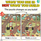 Odd Pieces Jigsaw Puzzles 1000 Pieces - Magic Mystery Story Secret Ending Puzzle - Perfect Game Night for Adults & Kids - Animal Park Theme Challenging (Snack Attack 3)