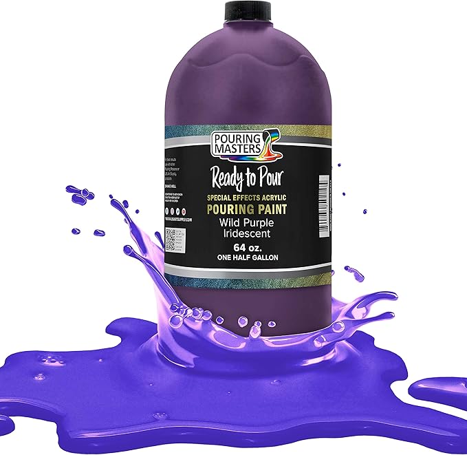 Pouring Masters Wild Purple Iridescent Special Effects Acrylic Pouring Paint - Premium 64-Ounce Pre-Mixed Fluid Acrylic Paint - Fluid Art Supplies for Canvas, Wood, Paper, Tile & Rocks