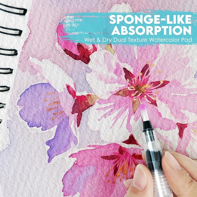 KOVIEDE 100% Cotton Watercolor Paper Pad - 30 Sheets 3.5"x5.5" Spiral Bound 140lb/300gsm Cold Press Watercolor Sketchbook, Artist Quality Art Journal Supplies for Adults, Kids & Beginners
