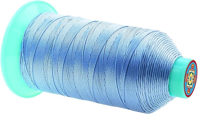 Mandala Crafts Bonded Nylon Thread Light Blue Heavy Duty Sewing Threads - 800 YDs Size 207 630D T210 Tex 210 Thread for Leather Jeans Weaving Outdoor Marine Upholstery Threads