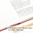 5 Pack Journal Notebook Bulk for School, Feela Hardcover Business Notebooks Classic Ruled Lined Journals with Pen Holder for Work Note Taking, with 5 Black Pens, 120 GSM, 5.1”x8.3”, A5, Orange