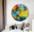 My Photostation.com 20''(50cm) Diameter Stained Yellow Round Glass Wall Art Tempered Glass Printing Wall Decor Large Wall Art Wall Hangings