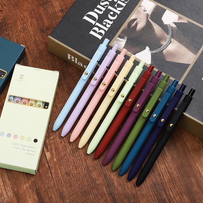 Ddaowanx Colorful Gel Pens, 0.5mm Fine Point Retractable,Colored Pens for Journaling and Sketching, Teacher Must Haves,Teacher School Supplies, Gifts for Nurse ﻿(12Pcs-Aesthetic+Vintage Colors)