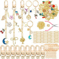 MORWLAT 358 PCS Gold DIY Keychain Making Kit Cute Bag Charm Kit 110 Charms 28 Keychain Clips with Key Ring Swivel Snap Hook Lobster Claw Clasps 200 Jump Ring Jewelry Plier DIY Set Women Craft (110)